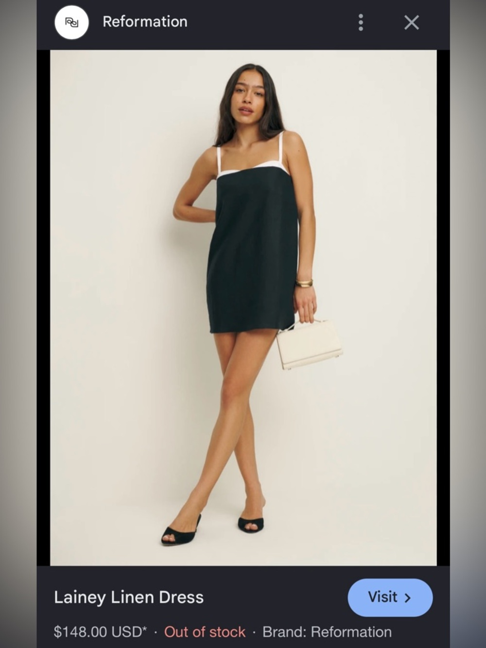 Reformation Black Lainey Linen Dress